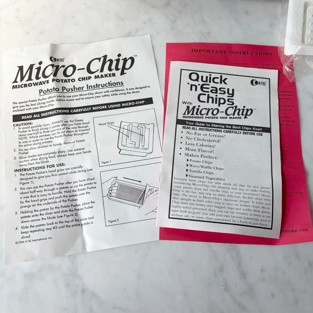 K-Tel Micro-Chip Microwave Potato Chip Maker Slicer Steamer 1995 New Open Box